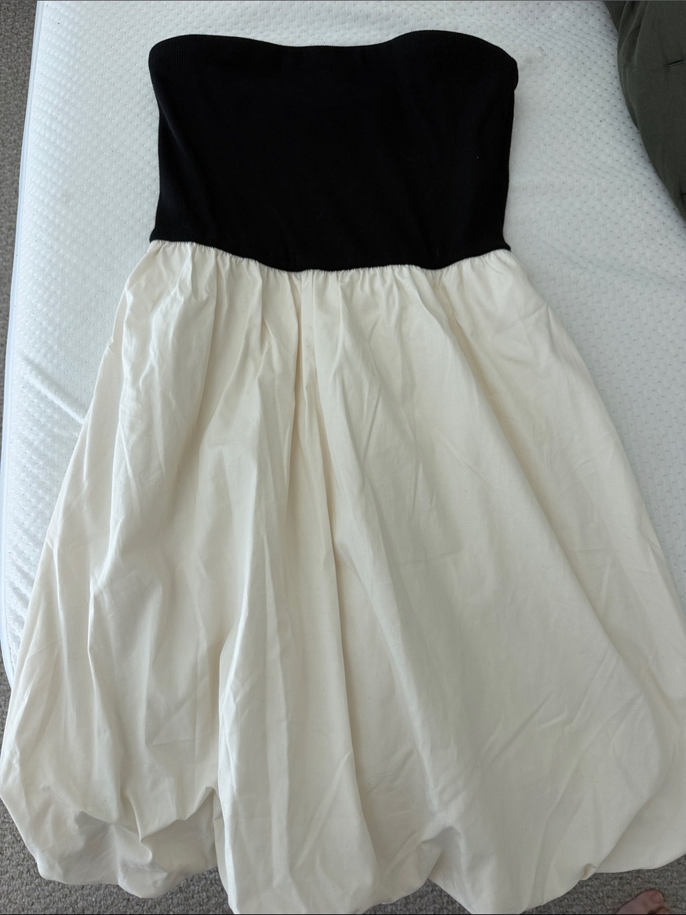 Black and Cream Strapless Party Dress